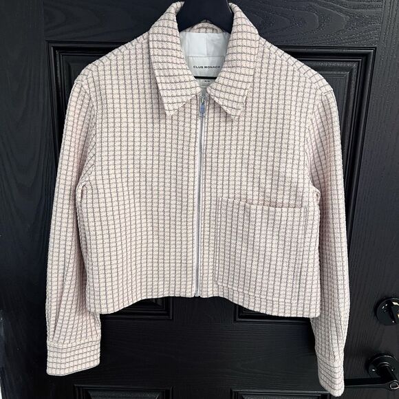 Club Monaco Jackets & Blazers - Club Monaco Women’s Tweed Crop Jacket Size M Light Pink / White